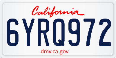 CA license plate 6YRQ972