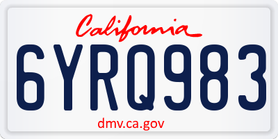 CA license plate 6YRQ983