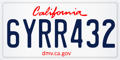CA license plate 6YRR432