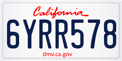 CA license plate 6YRR578