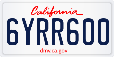 CA license plate 6YRR600