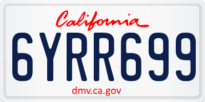 CA license plate 6YRR699