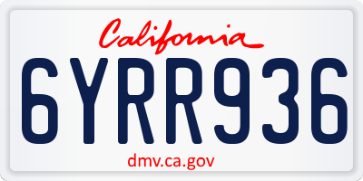 CA license plate 6YRR936