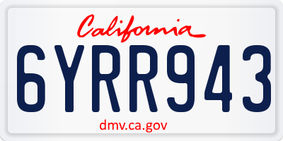 CA license plate 6YRR943