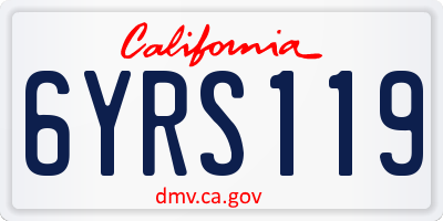 CA license plate 6YRS119