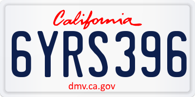 CA license plate 6YRS396
