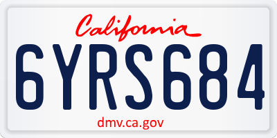 CA license plate 6YRS684