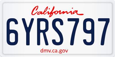 CA license plate 6YRS797