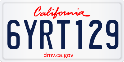 CA license plate 6YRT129
