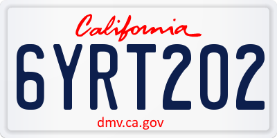CA license plate 6YRT202