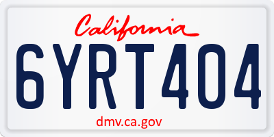 CA license plate 6YRT404