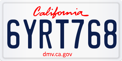 CA license plate 6YRT768