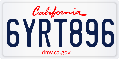 CA license plate 6YRT896