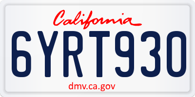 CA license plate 6YRT930