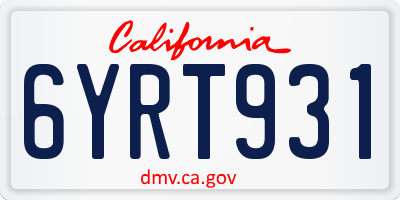 CA license plate 6YRT931