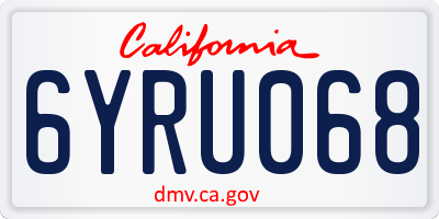CA license plate 6YRU068