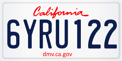CA license plate 6YRU122