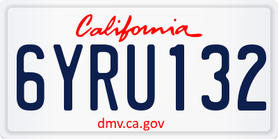 CA license plate 6YRU132