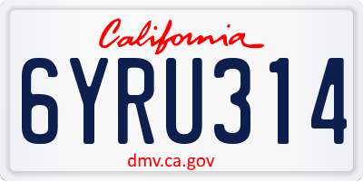 CA license plate 6YRU314
