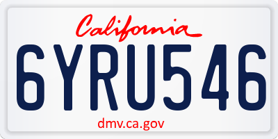 CA license plate 6YRU546
