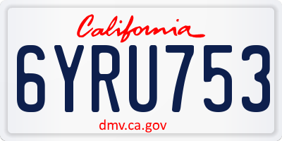 CA license plate 6YRU753