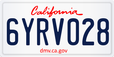 CA license plate 6YRV028