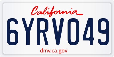CA license plate 6YRV049