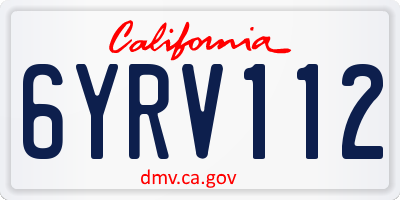 CA license plate 6YRV112