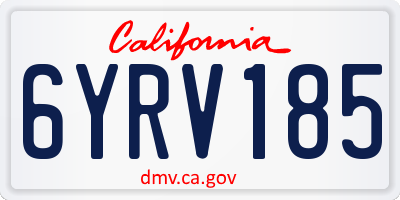CA license plate 6YRV185