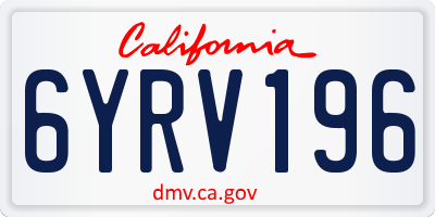 CA license plate 6YRV196