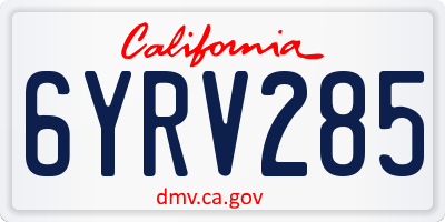 CA license plate 6YRV285