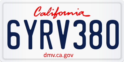 CA license plate 6YRV380
