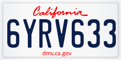 CA license plate 6YRV633