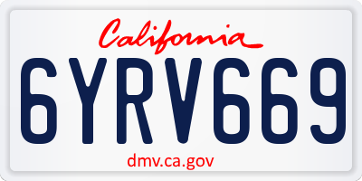 CA license plate 6YRV669