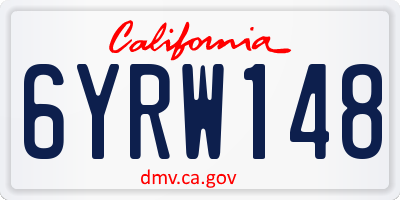 CA license plate 6YRW148