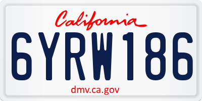 CA license plate 6YRW186
