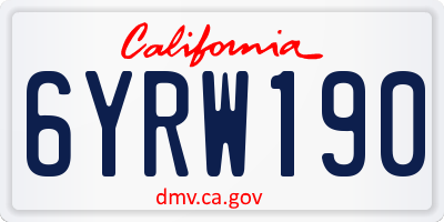 CA license plate 6YRW190