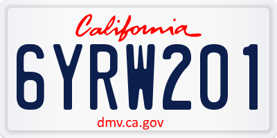 CA license plate 6YRW201