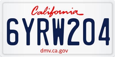 CA license plate 6YRW204