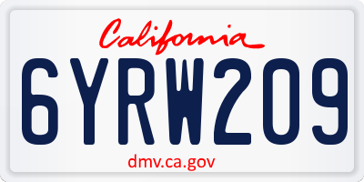 CA license plate 6YRW209