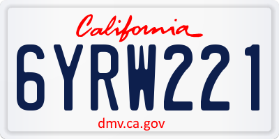 CA license plate 6YRW221