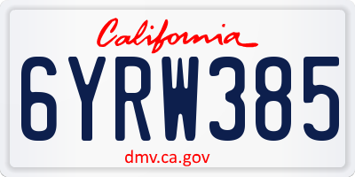 CA license plate 6YRW385