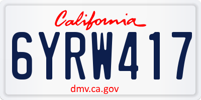 CA license plate 6YRW417