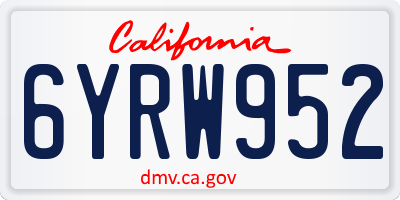 CA license plate 6YRW952