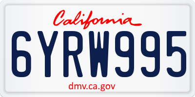 CA license plate 6YRW995