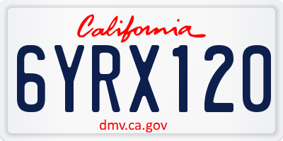 CA license plate 6YRX120