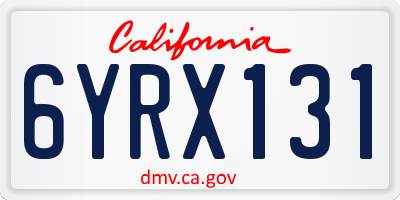 CA license plate 6YRX131