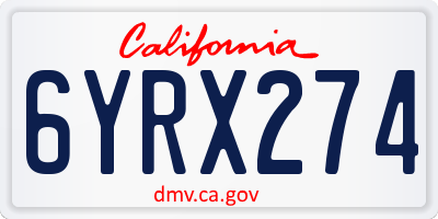 CA license plate 6YRX274