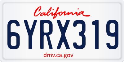 CA license plate 6YRX319