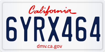 CA license plate 6YRX464